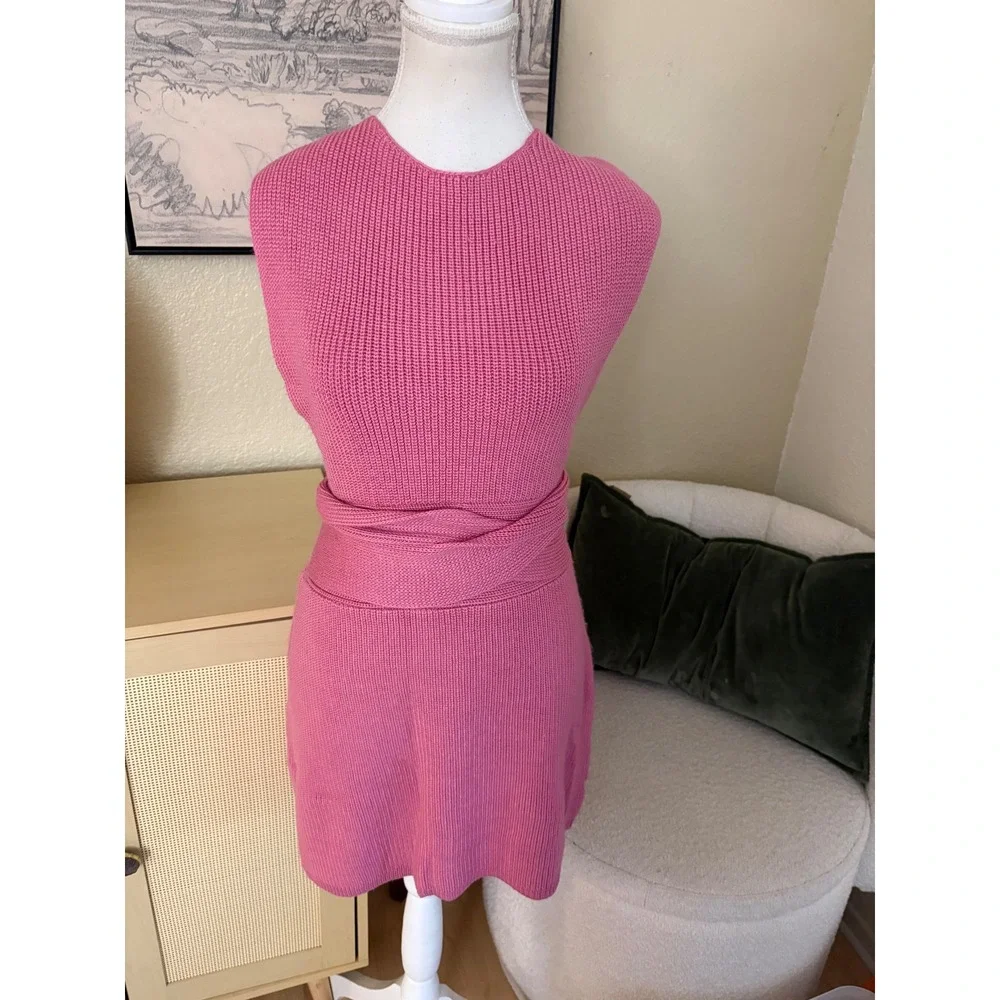 FREE PEOPLE BEACH Pink Convertible Knot Dress Mini Size Small